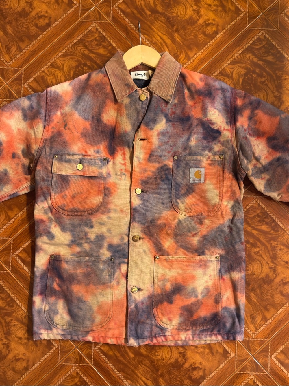 Carhartt Tie-Dye Canvas Chore Jacket - Rust Blue Cream 1 of 1 M/L